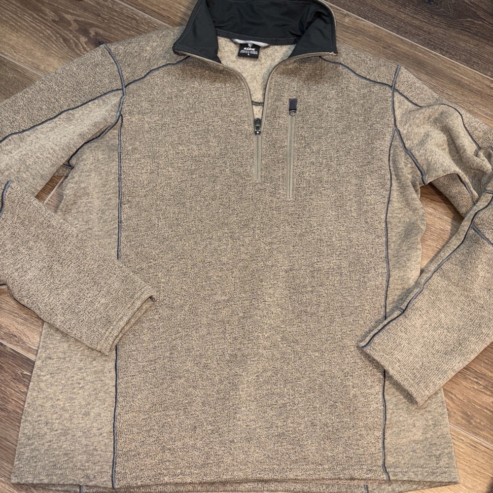 KUHL MEN'S INTERCEPTR FLEECE 1/4 3111 Alfpaca Fleece Taupe Brown Large Pullover